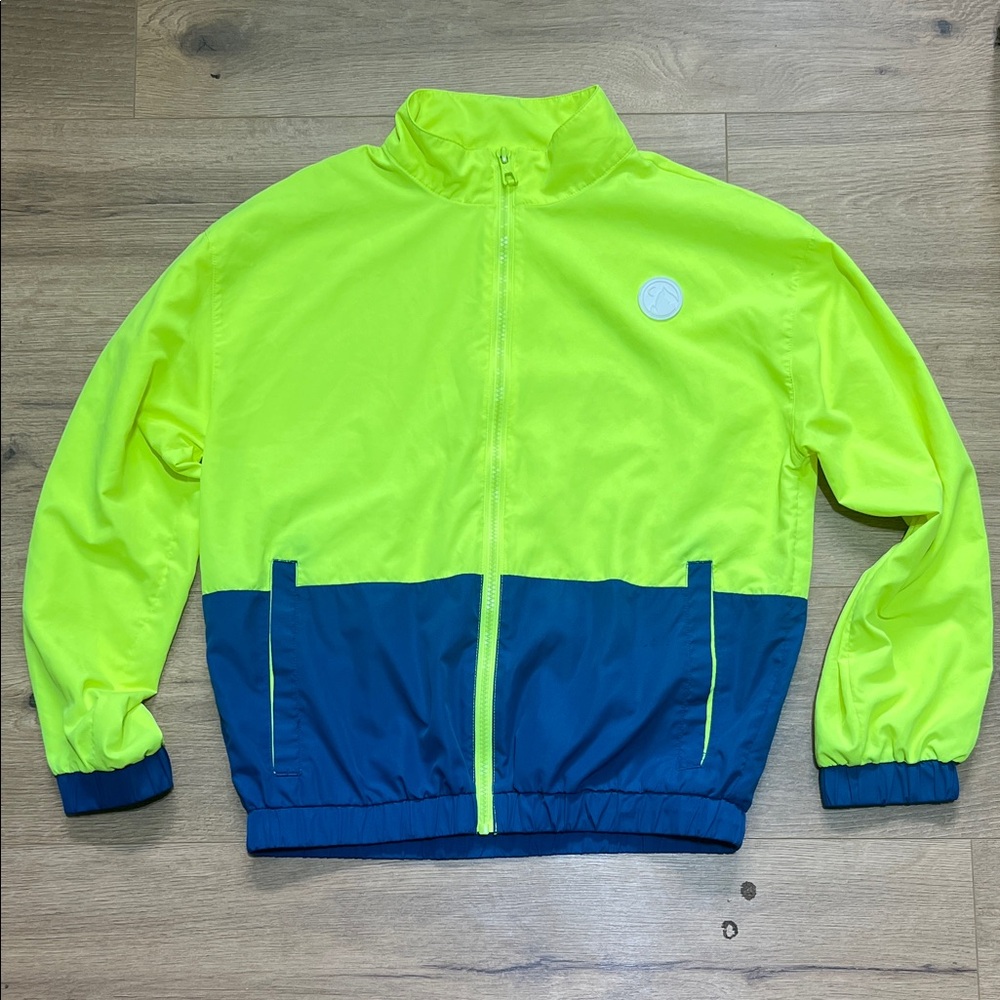 Zyia ActiveWomen’s High-Visibility Two-Tone Utility Jacket in Neon Yellow & Blue